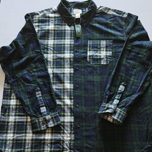 NWT LL Bean Flannel Shirt Mens Traditional Fit Scotch Plaid Green Patchwork XXL